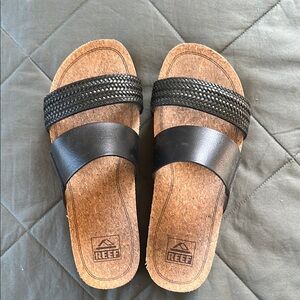 Reef Black and Brown Sandals with Double-Strap Design